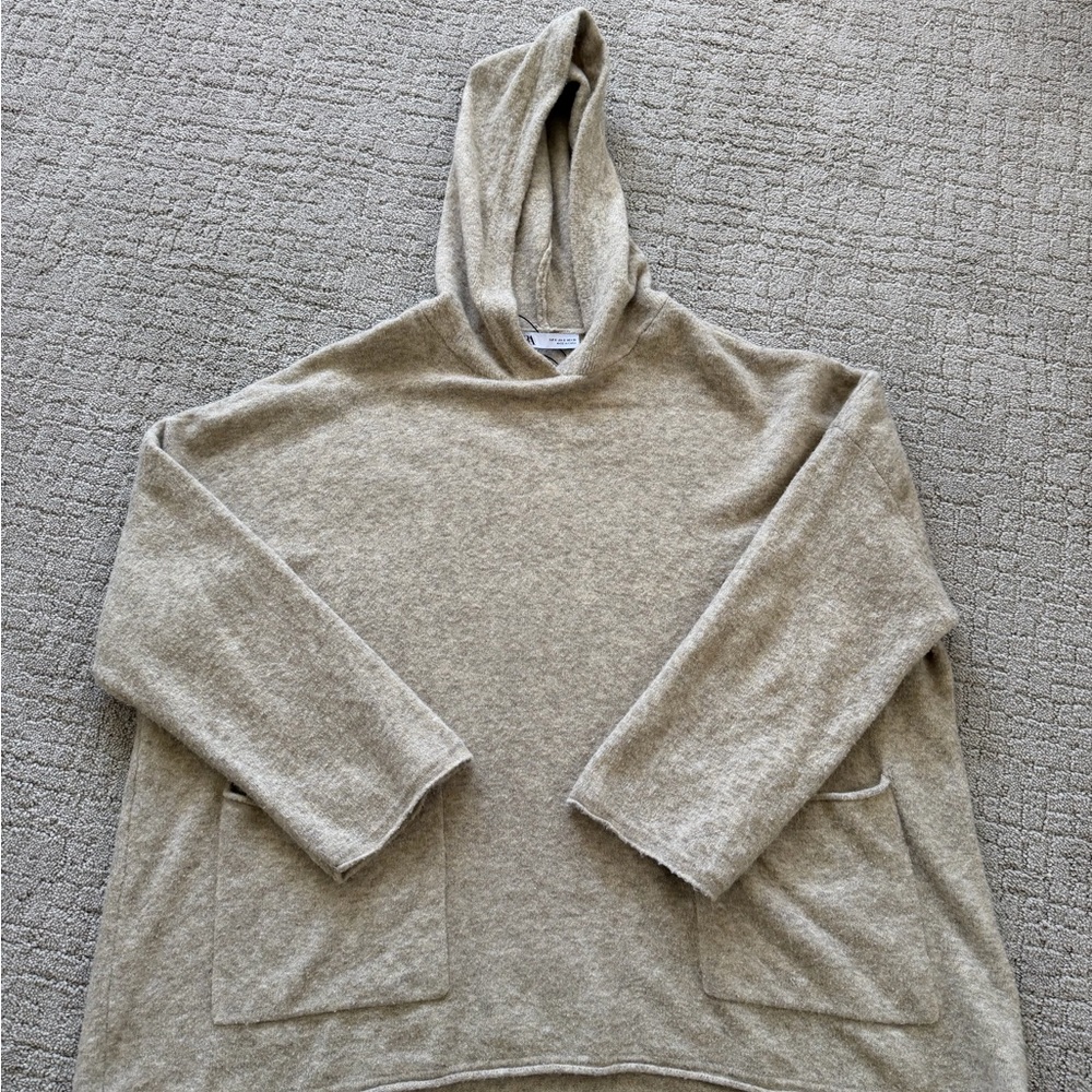 Zara Taupe Hooded Poncho Sweater